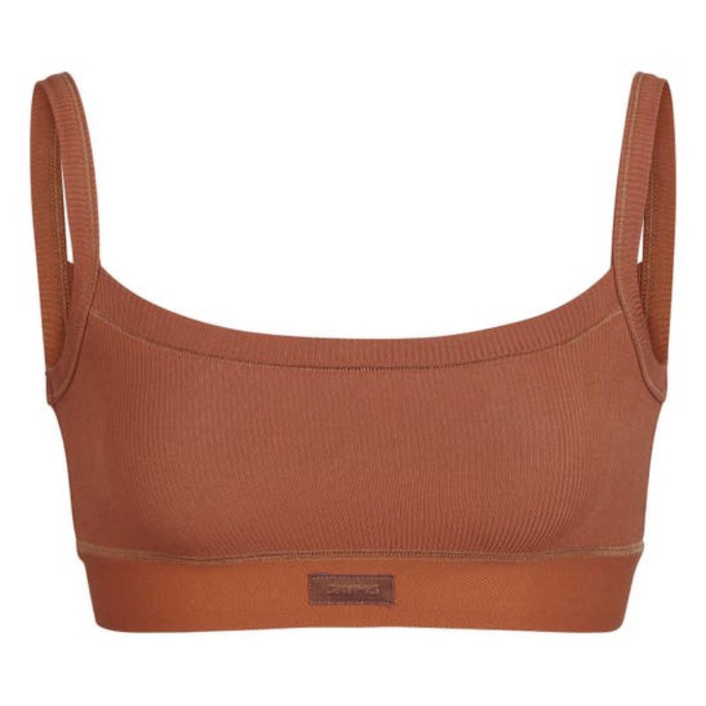NWT Skims Soft Lounge Unpadded Scoop Neck Bralette in Copper Size XS new